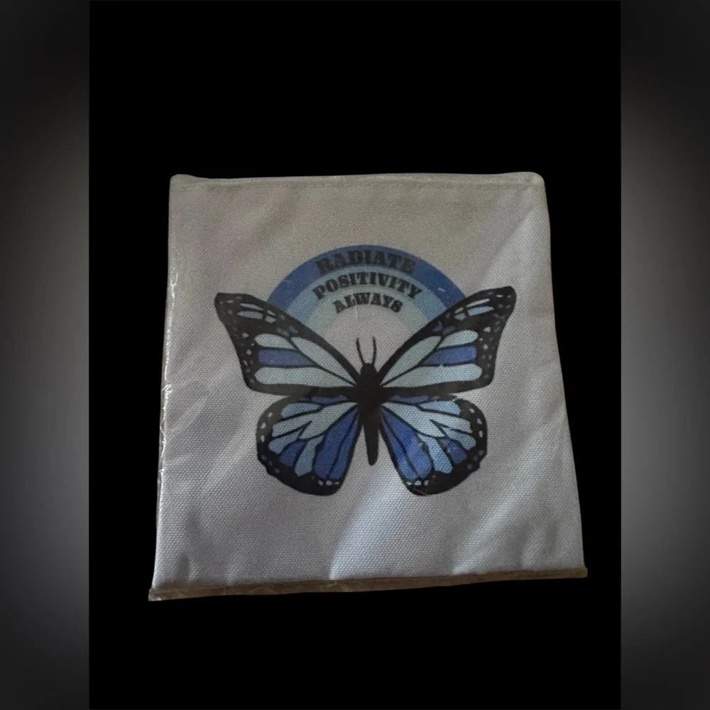Butterfly Print Canvas Pouch New Sealed 6x6